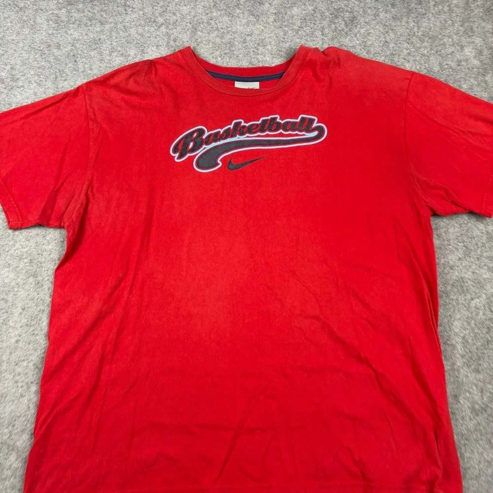 Vintage Y2K Nike T-Shirt Mens XXL Red Graphic Basketball Center Swoosh Surf‎ 90s